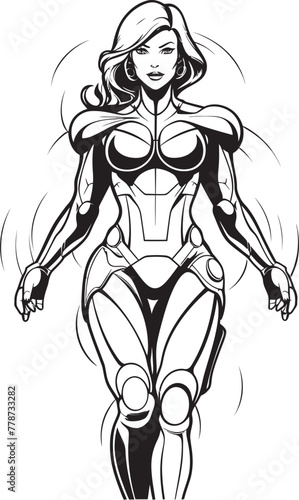 Cyber Siren Sci Fi Female Superhero Icon Design Nova Guardianess Futuristic Heroine Vector