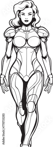 Nova Guardianess Futuristic Heroine Vector Galactic Sentinel Vector Logo with Sci Fi Heroine