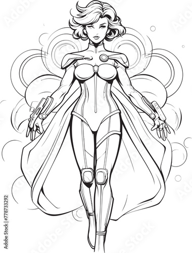 Quantum Nova Vector Logo with Space age Heroine Nebula Crusader Sci Fi Female Superhero Icon Design