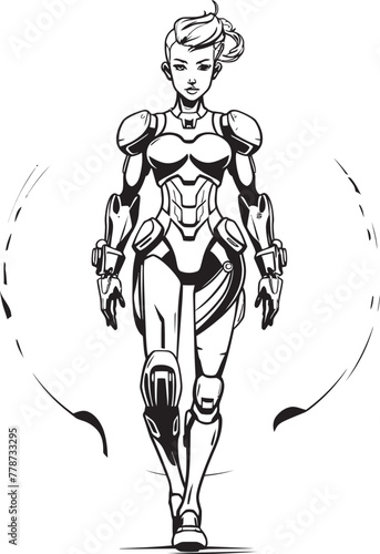 Stellar Valkyrie Futuristic Heroine Emblem Quantum Nova Vector Logo with Space age Heroine