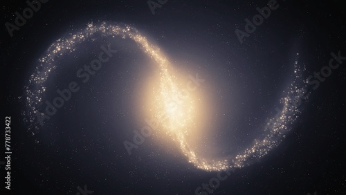 Large spiral galaxy in deep space. Astronomical observation of the universe. Bright galaxy on a black background. Supernova explosion.