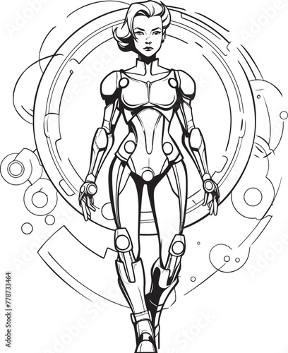 Quantum Queen Sci Fi Heroine Vector Logo Design Nova Knightess Futuristic Female Superhero Icon