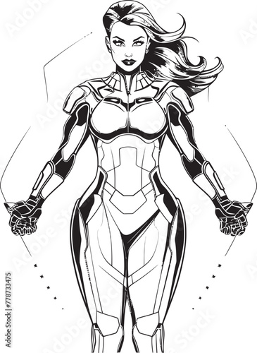 Quantum Queen Sci Fi Heroine Vector Logo Design Nova Knightess Futuristic Female Superhero Icon