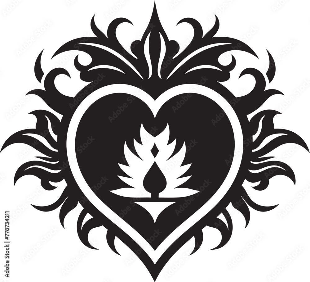 Radiant Reverence Crest Sacred Heart Emblem Design Celestial Affection Mark Sacred Heart Icon Design