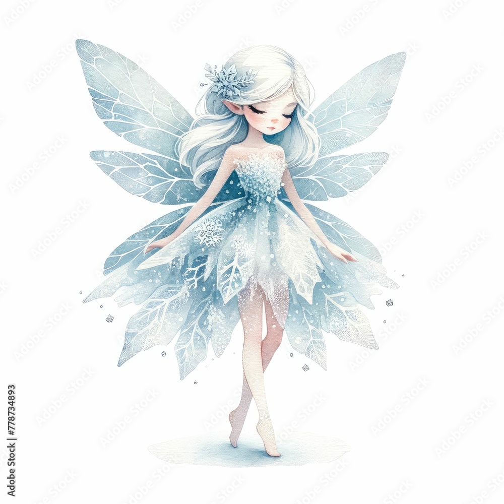 Ice fairy with a frosty appearance. watercolor illustration, Perfect for nursery art, Winter fairy portrait, Ice fairy with a frosty appearance. watercolor illustration, Perfect for nursery art, Winter fairy portrait,