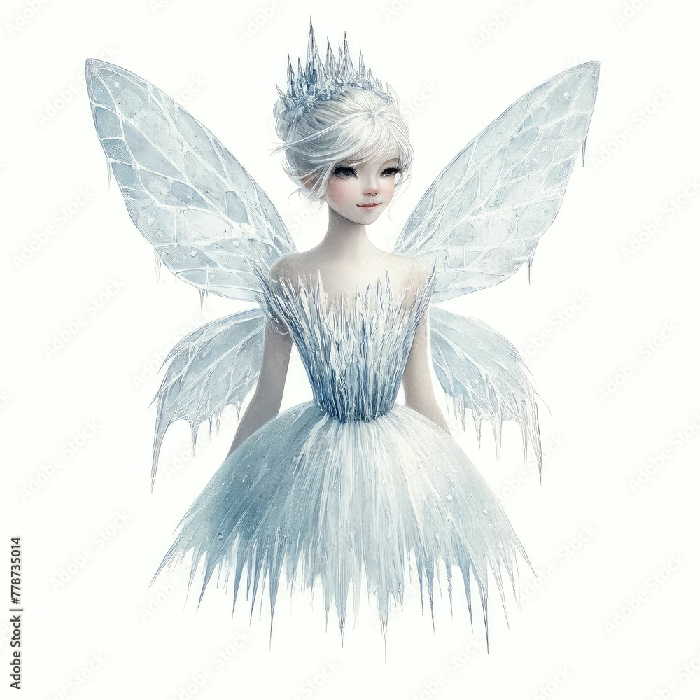 Ice fairy with a frosty appearance. watercolor illustration, Perfect for nursery art, Winter fairy portrait, Ice fairy with a frosty appearance. watercolor illustration, Perfect for nursery art, Winter fairy portrait,