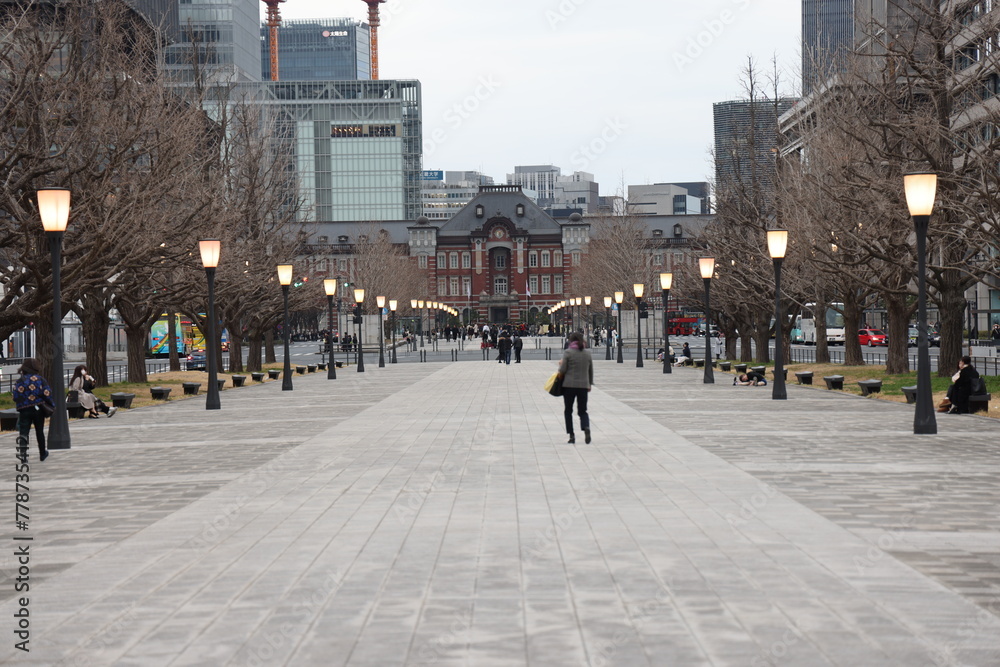 Park and walkway outside imperial palace in Tokyo Japan on February 15, 2024 Park and walkway outside imperial palace in Tokyo Japan on February 15, 2024
