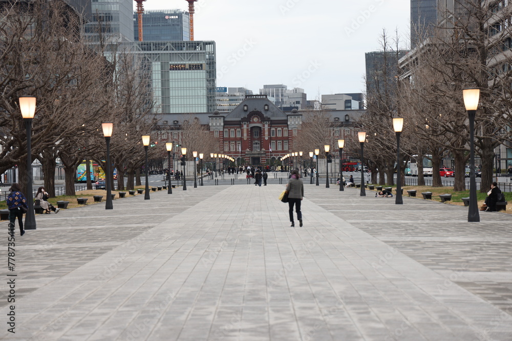 Park and walkway outside imperial palace in Tokyo Japan on February 15, 2024