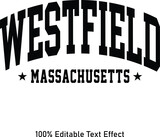 Westfield text effect vector. Editable college t-shirt design printable text effect vector