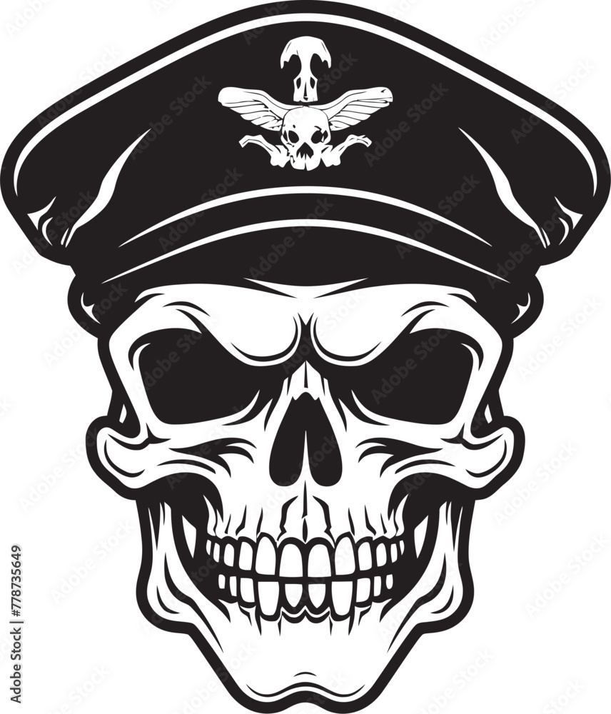 Fototapeta premium Beret Battalion Skull Military Insignia Vector Icon Skull Trooper Beret Army Division Emblem Logo