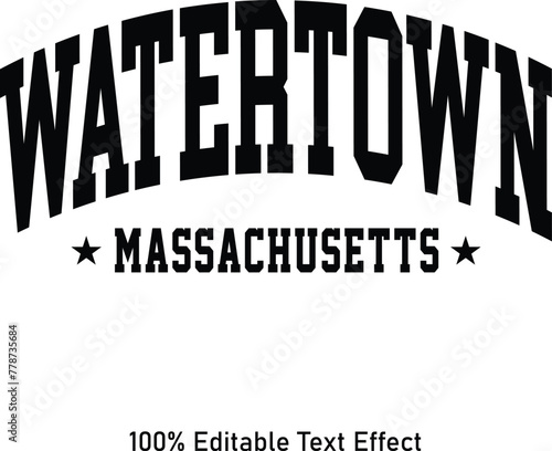 Watertown text effect vector. Editable college t-shirt design printable text effect vector photo