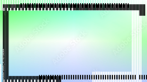 Bars and grid lines intersecting to form tight frame over blue green gradient background