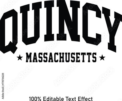 Quincy text effect vector. Editable college t-shirt design printable text effect vector photo