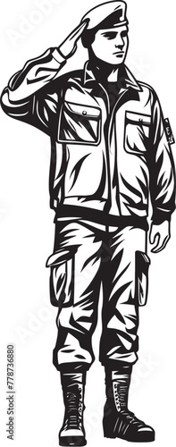 Honor in Motion Soldier Saluted Icon Courageous Cadet Saluted Soldier Vector
