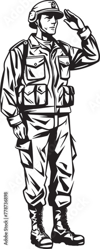 Honor in Motion Military Salute Icon Courageous Cadet Soldier Saluted Vector