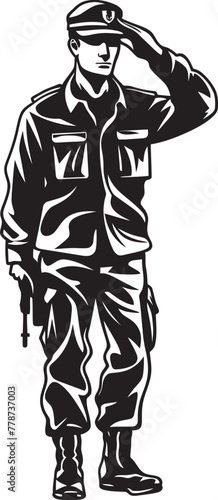 Honor in Motion Soldier Salute Vector Courageous Cadet Military Emblem Design