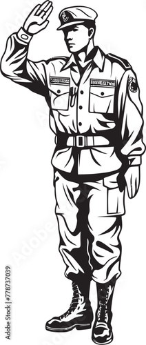 Honor in Motion Saluted Soldier Vector Design Courageous Cadet Military Salute Emblem Icon