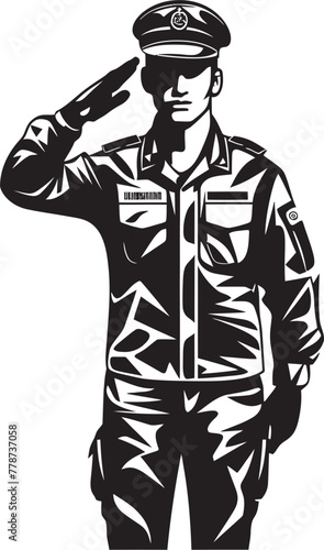 Dutys Honor Saluted Soldier Emblem Vector Salute Sentry Military Salute Icon Emblem