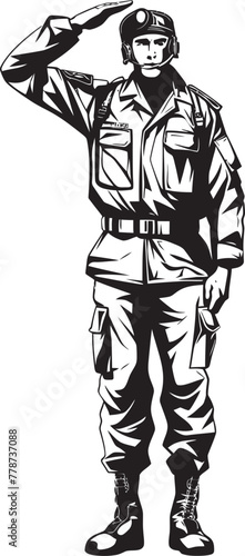 Honor in Motion Military Salute Vector Emblem Courageous Cadet Soldier Logo Icon