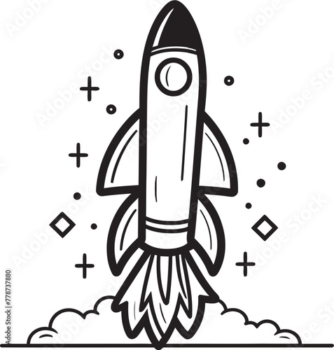 Fototapeta Naklejka Na Ścianę i Meble -  Cosmic Conquest Dynamic Space Rocket Vector Icon Starlight Soarer Sleek Rocket Lineart Symbol