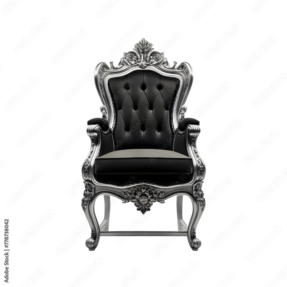 Black and silver throne chair, Transparent Background, PNG Format Black and silver throne chair, Transparent Background, PNG Format
