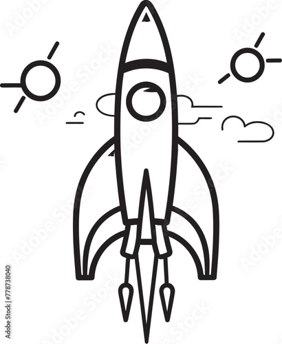 Cosmic Conquest Space Rocket Lineart Vector Logo Starlight Sojourn Rocket Lineart Emblem Design Icon