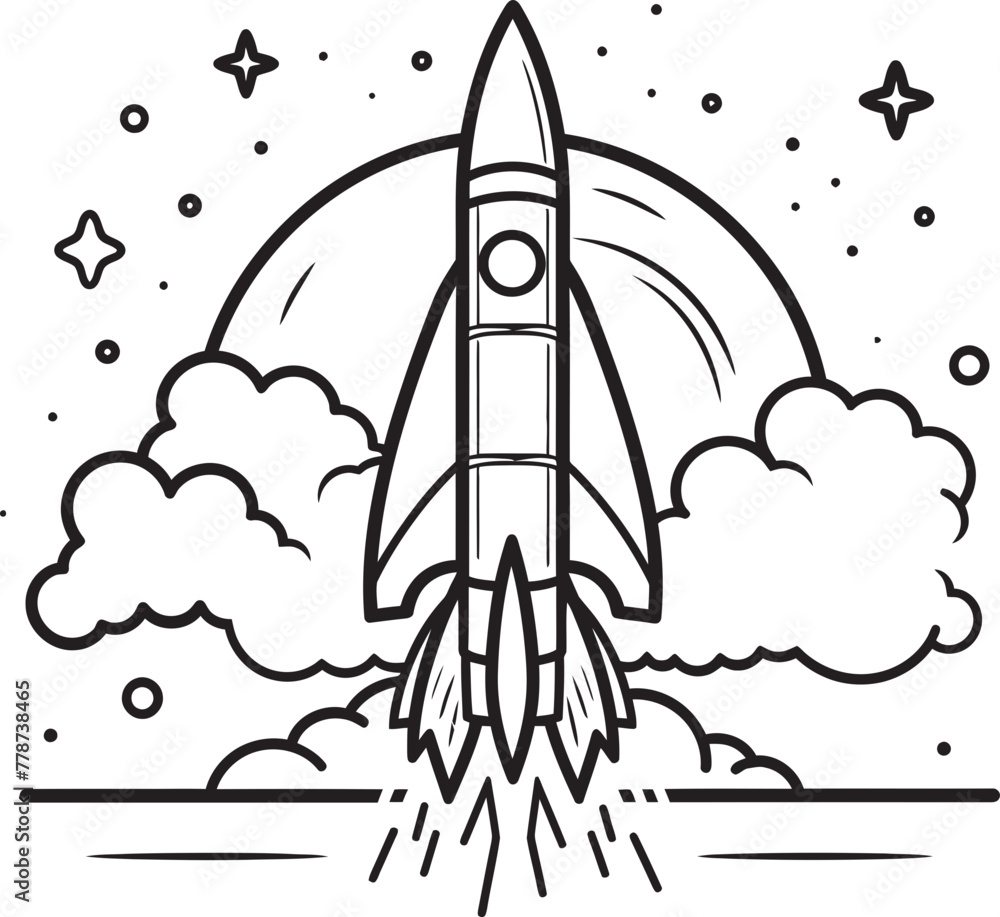 Supernova Shuttle Space Rocket Logo Vector Astro Accelerator Rocket Lineart Icon Supernova Shuttle Space Rocket Logo Vector Astro Accelerator Rocket Lineart Icon