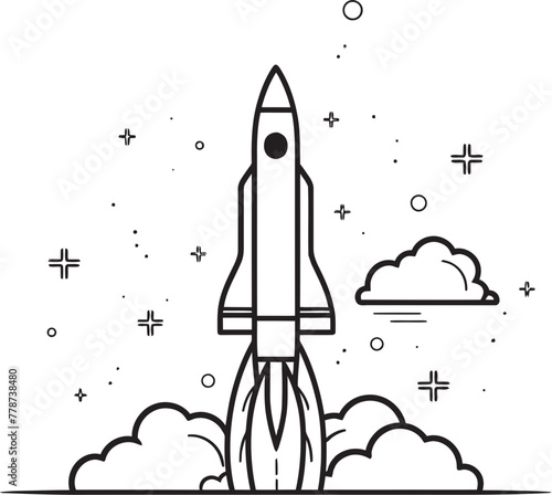 Universal Voyager Rocket Lineart Icon Design Meteoric Marvel Space Rocket Logo Vector
