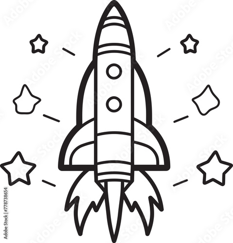 Starlight Speeder Space Rocket Vector Icon Supernova Seeker Rocket Lineart Emblem