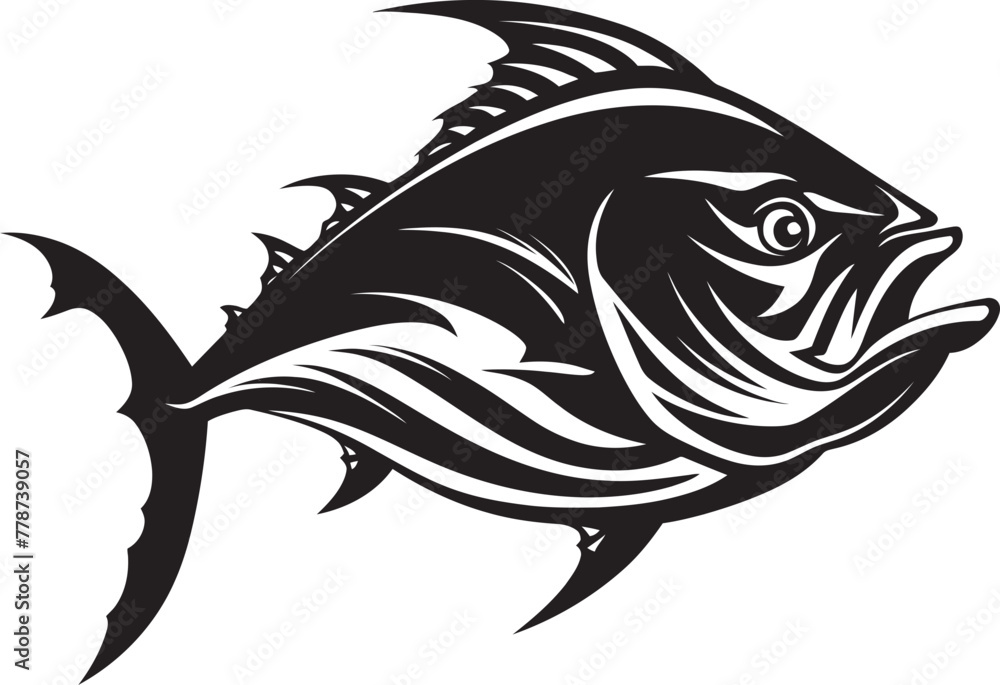Marine Melody Tuna Lineart Logo Sea Serenity Graceful Tuna Icon Design