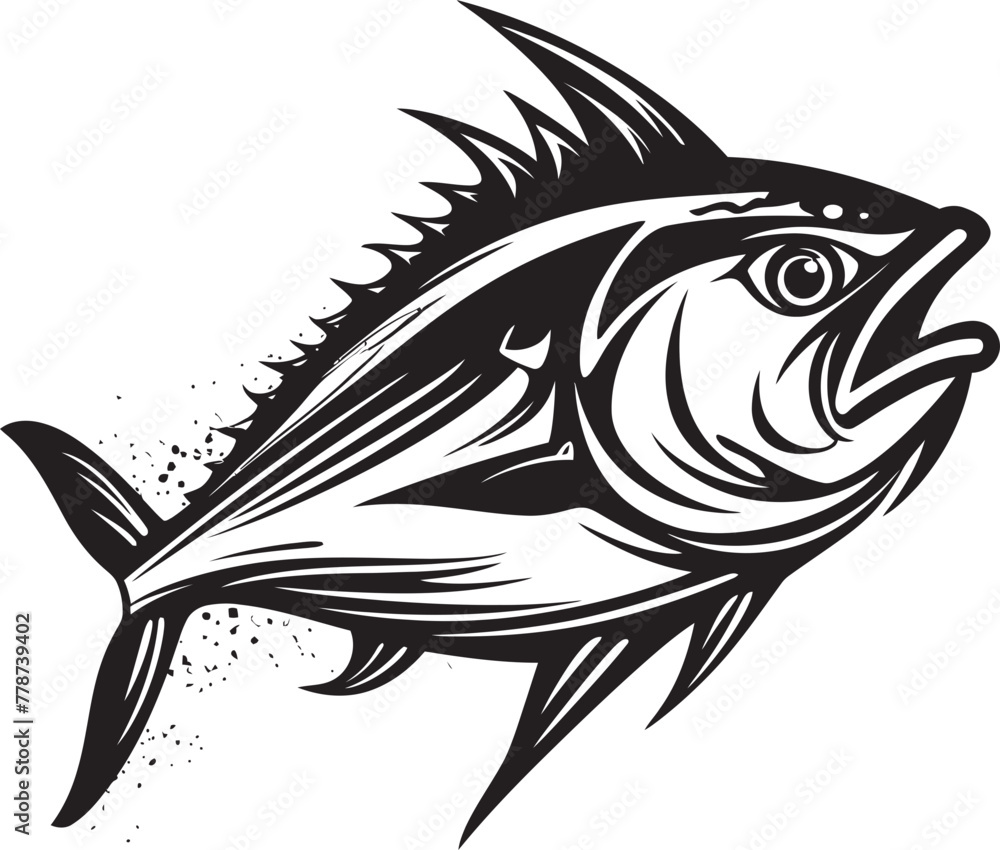 Sea Symphony Clean Tuna Lineart Concept Coastal Canvas Graceful Tuna Emblem