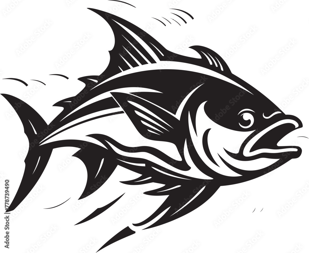 Fototapeta premium Coastal Crest Vector Tuna Icon Concept Deep Blue Dynamics Stylish Tuna Emblem