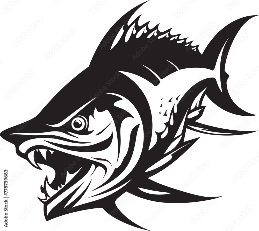 Fototapeta premium Cerulean Crest Tuna Lineart Logo Coastal Euphony Vector Tuna Emblem