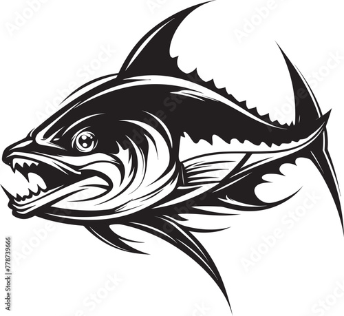 Seafaring Splendor Tuna Lineart Logo Concept Blue Horizon Minimalist Tuna Vector Icon