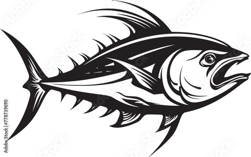 Coastal Euphony Vector Tuna Emblem Blue Horizon Tuna Fish Lineart Design