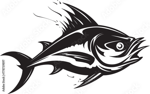 Deep Sea Serenity Tuna Lineart Emblem Saltwater Sonata Dynamic Tuna Vector