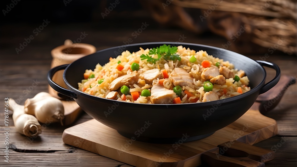 Vegetable and Chicken Dish in a Pan, Perfect for Dinner Vegetable and Chicken Dish in a Pan, Perfect for Dinner