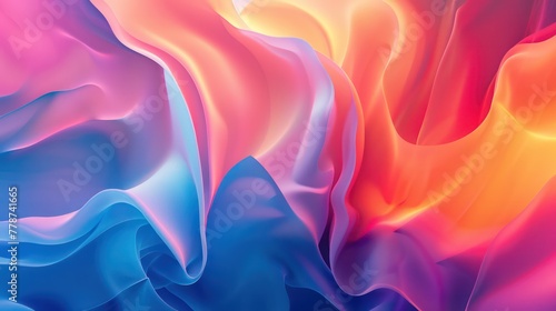 A colorful, flowing piece of fabric with blue and pink hues