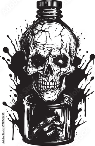 Cryptic Cocktails Zombie Holding Whiskey Bottle Vector Symbol Zombie Spirits Whiskey Bottle Vector Logo with Undead Twist