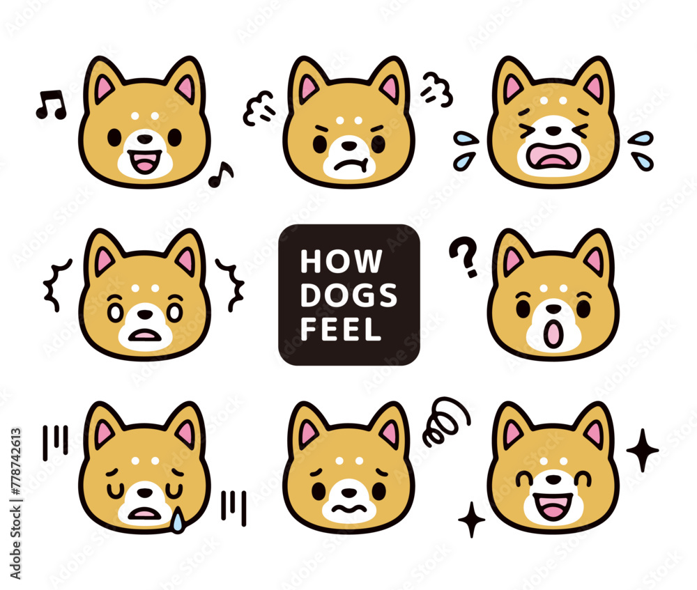 Cute dog character expression illustration set Cute dog character expression illustration set