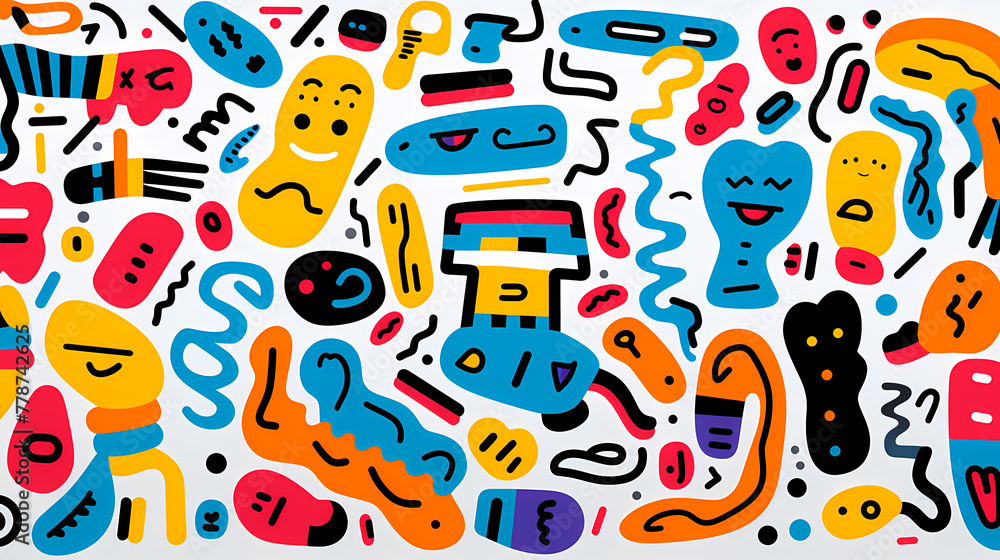Fototapeta premium Doodle abstract shapes background