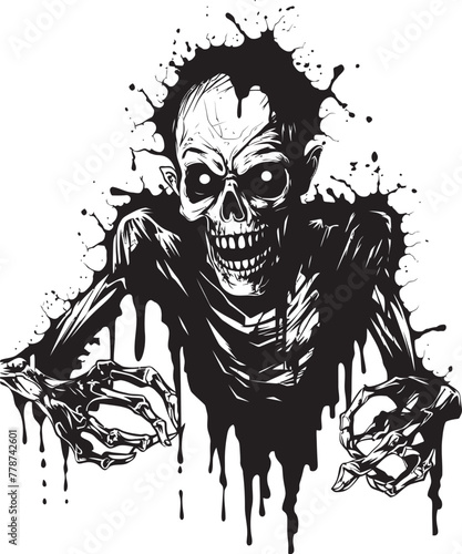 Rotgut Revival Zombie Holding Whiskey Bottle Vector Icon Zombie Bourbon Bliss Whiskey Bottle Vector Logo with Undead Twist