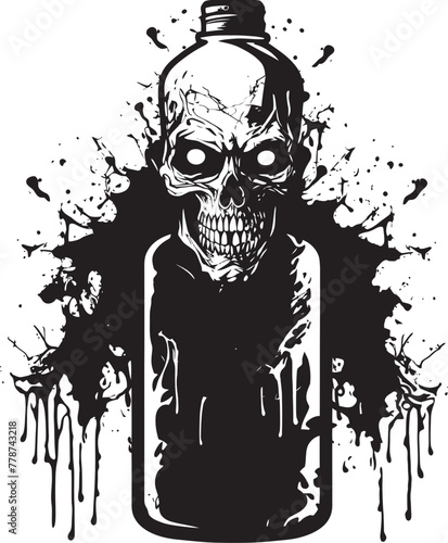Rotgut Rendezvous Zombie with Whiskey Bottle Vector Symbol Zombie Spirits Whiskey Bottle Vector Logo with Undead Twist