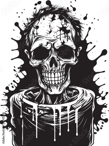Bourbon Nightmare Zombie and Whiskey Bottle Vector Logo Eerie Whiskey Fusion Zombie Holding Bottle Vector Icon