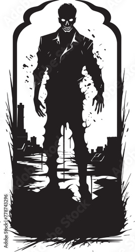 Haunted Whiskey Ritual Zombie Holding Bottle Vector Icon Nightmarish Bourbon Fusion Zombie with Bottle Vector Illustration