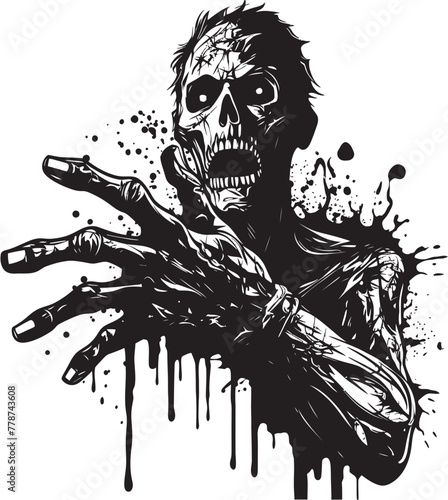 Macabre Bourbon Fusion Zombie with Bottle Vector Symbol 