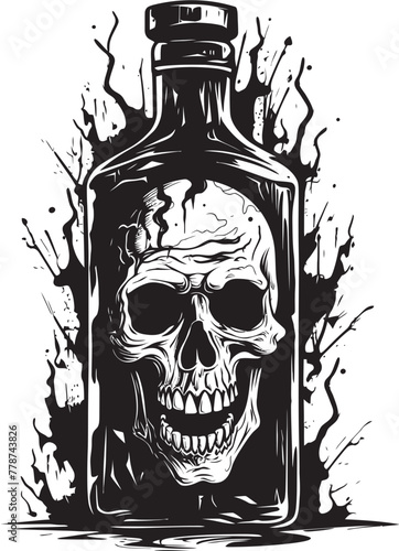 The Walking Drunk Zombie Whiskey Bottle Vector Logo Icon Cryptic Cocktails Zombie Holding Whiskey Bottle Vector Emblem