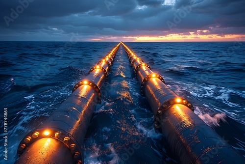 Large Pipe in Middle of Body of Water photo