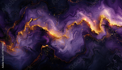A digital art composition featuring an abstract background with dark purple and gold hues. Created with Ai