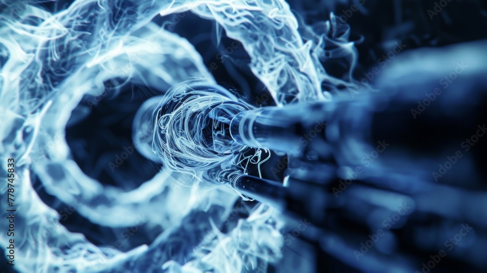 Extreme close-up Xray photography of a DNA helix spiral, morphing into ...